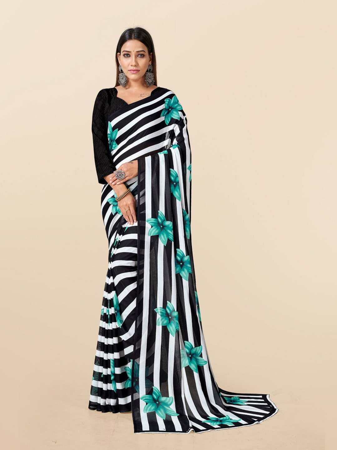 Ambuja International  Striped Saree