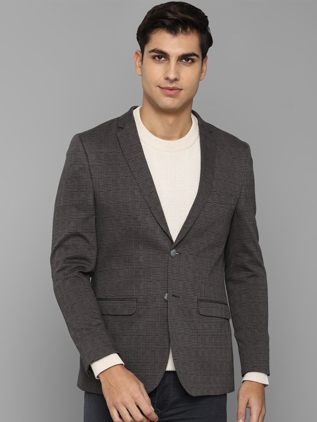 Louis Philippe Sport Men Checked Single-Breasted Pure Cotton Formal Blazer