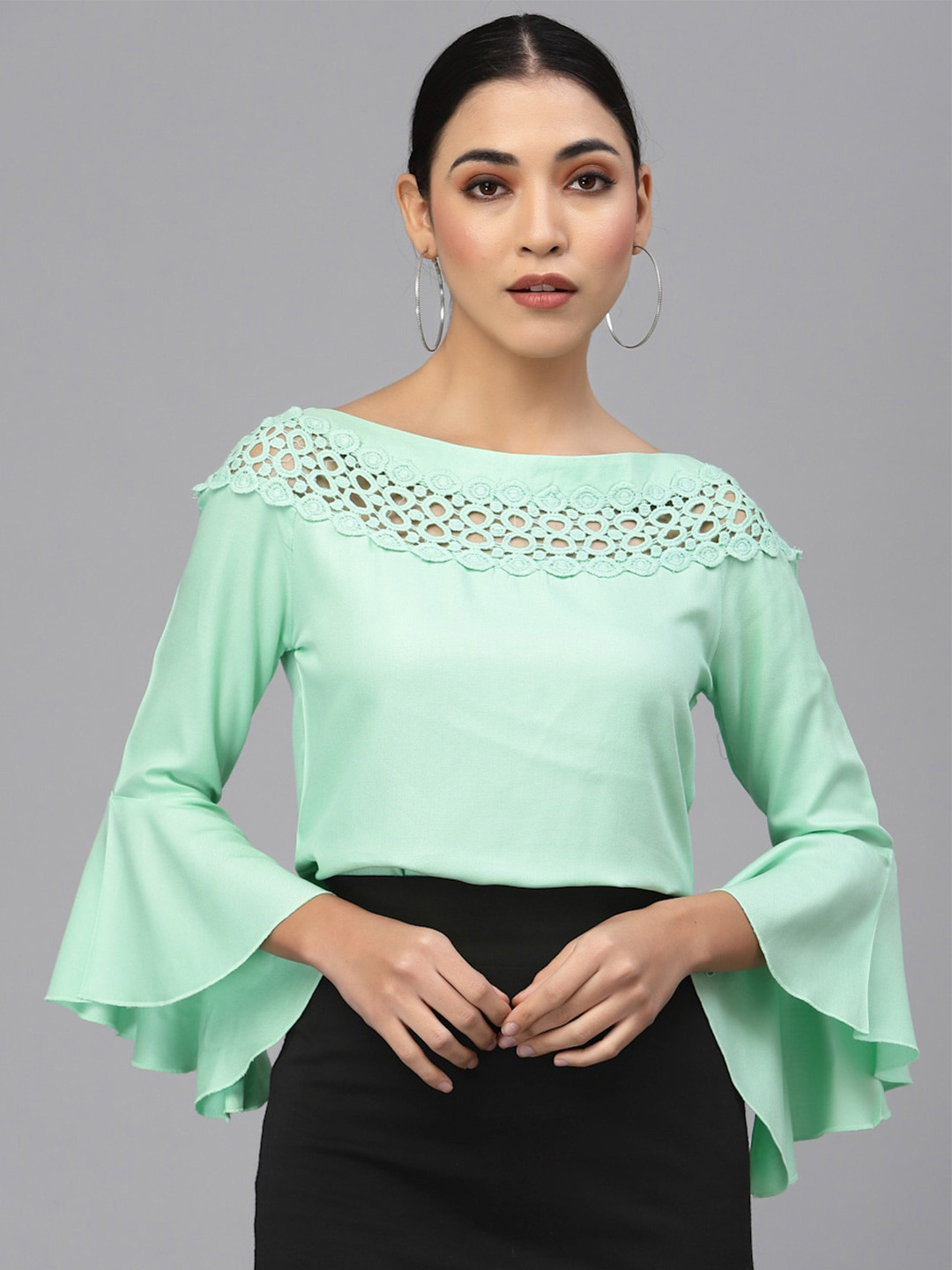 Style Quotient Boat Neck Bell Sleeves Top