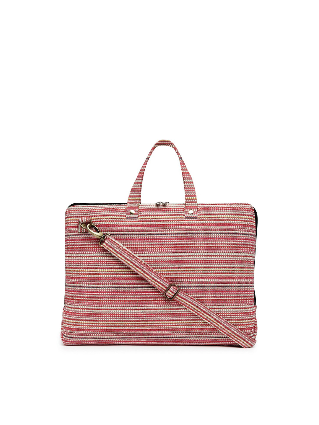 The House of Tara Unisex Red & White Striped Laptop Bag