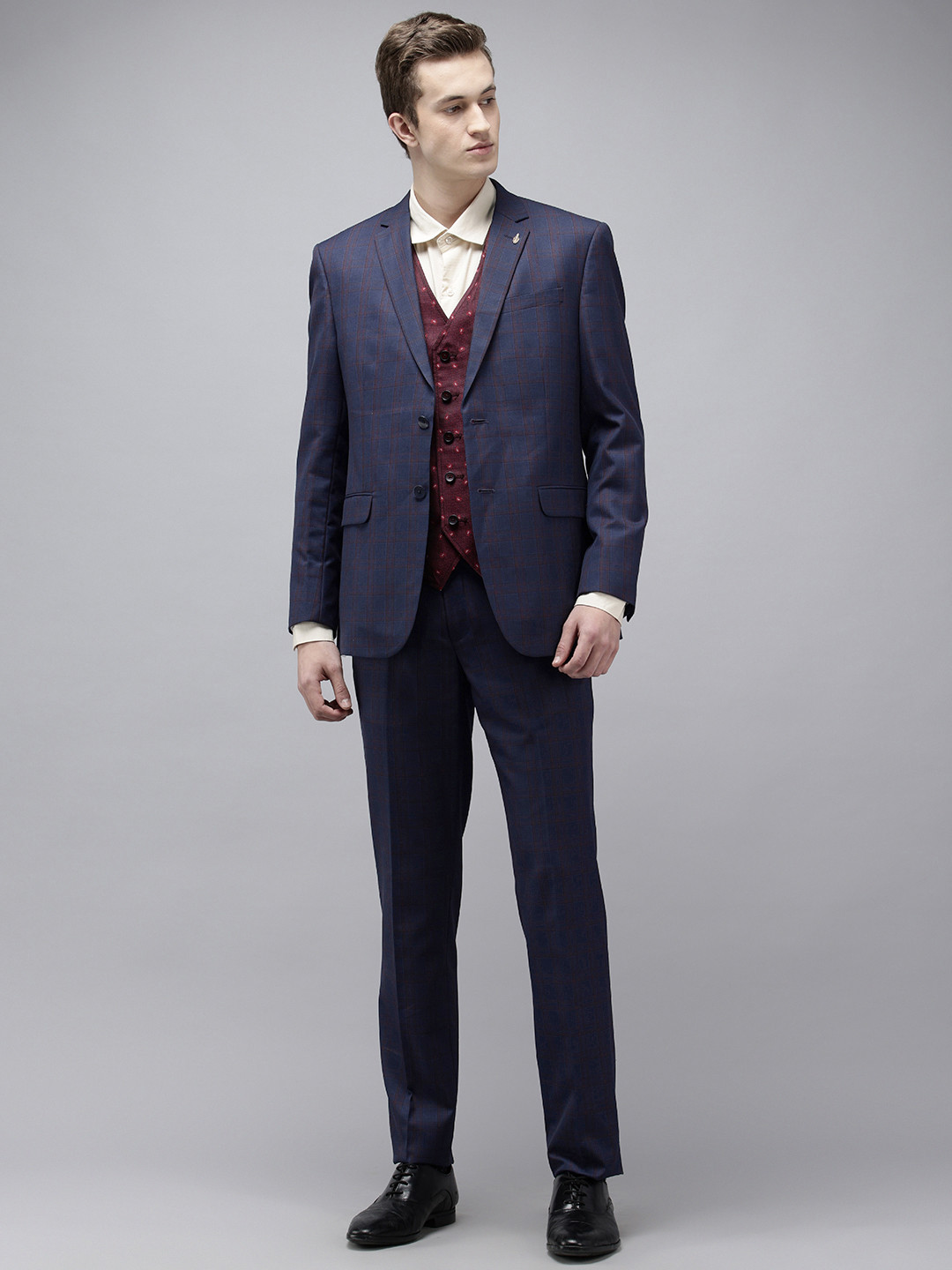 Van Heusen Slim Fit Checked Single-Breasted Four-Piece Party Suits