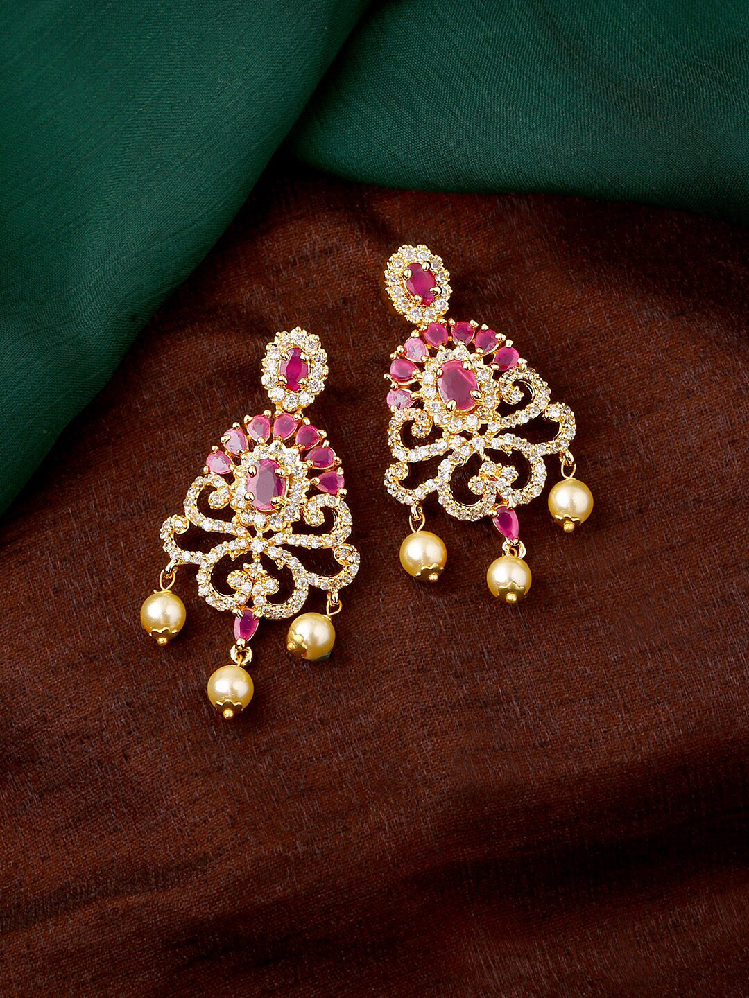 Estele Gold-Plated Cubic Zirconia Classic Drop Earrings