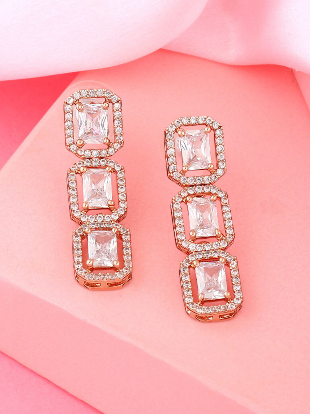 Estele Rose Geometric Drop Earrings