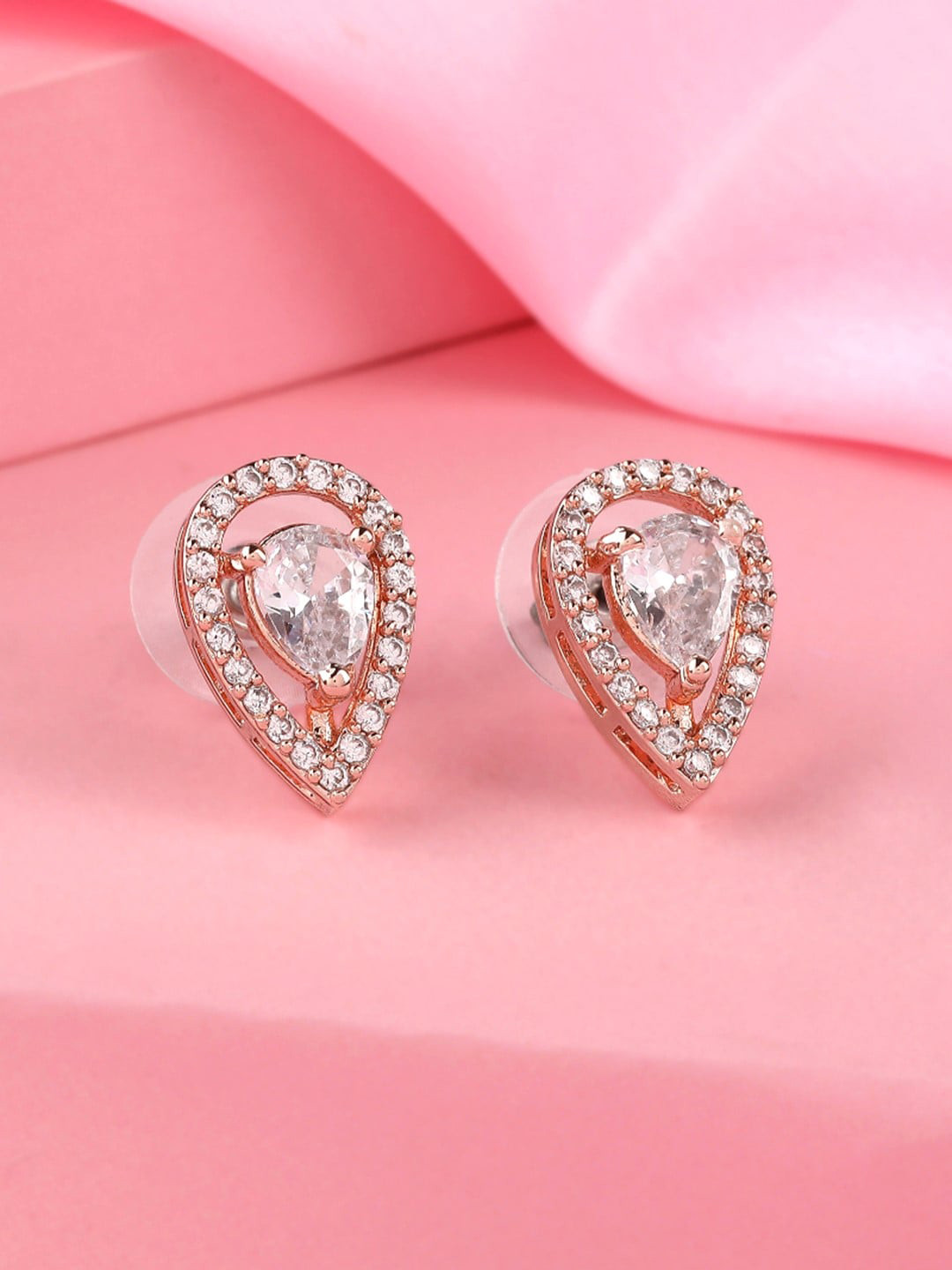 Estele Rose Gold Teardrop Shaped Studs Earrings