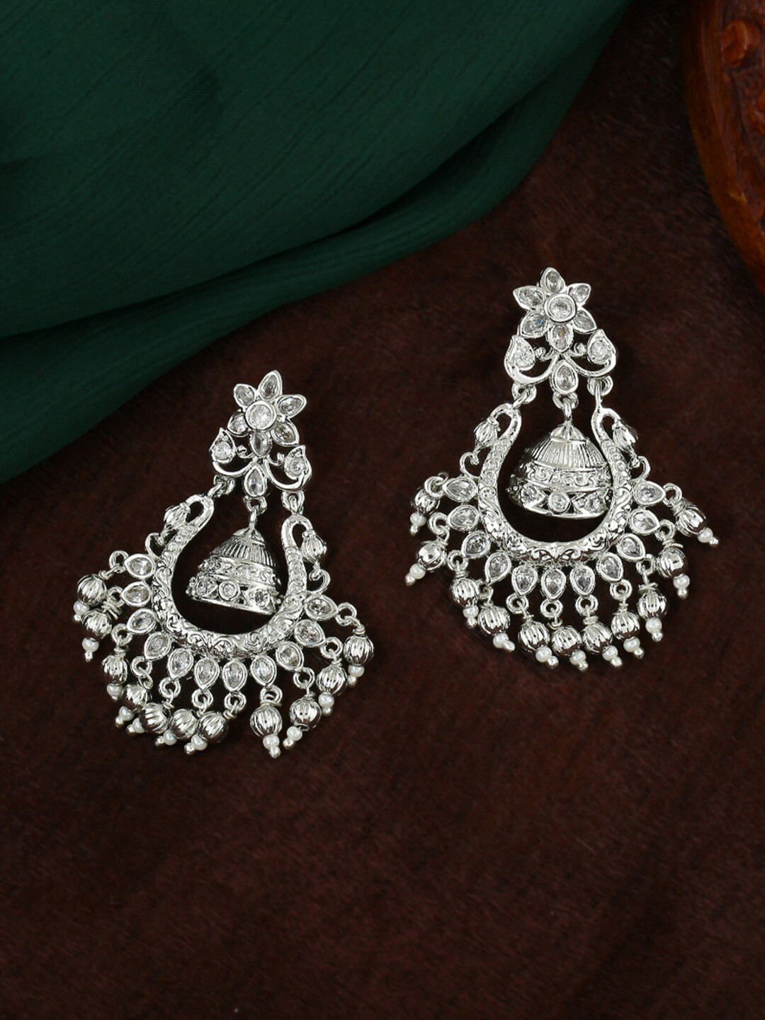 Estele Silve-Plated Floral Chandbalis Earrings