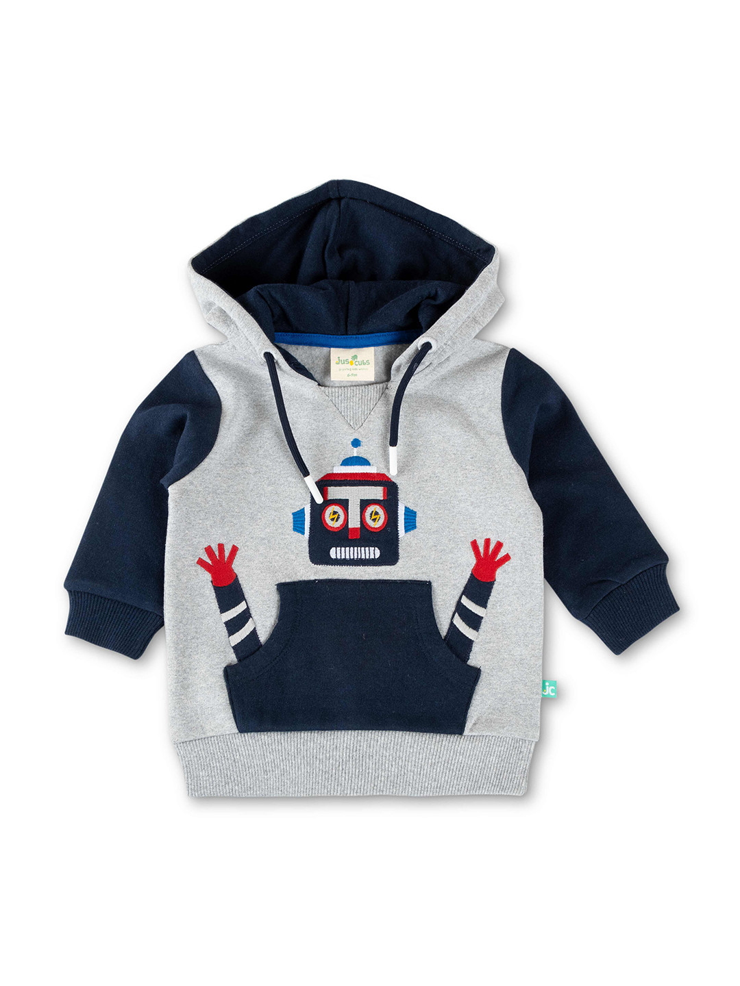 JusCubs Boys Grey Cotton Colourblocked Sweatshirt