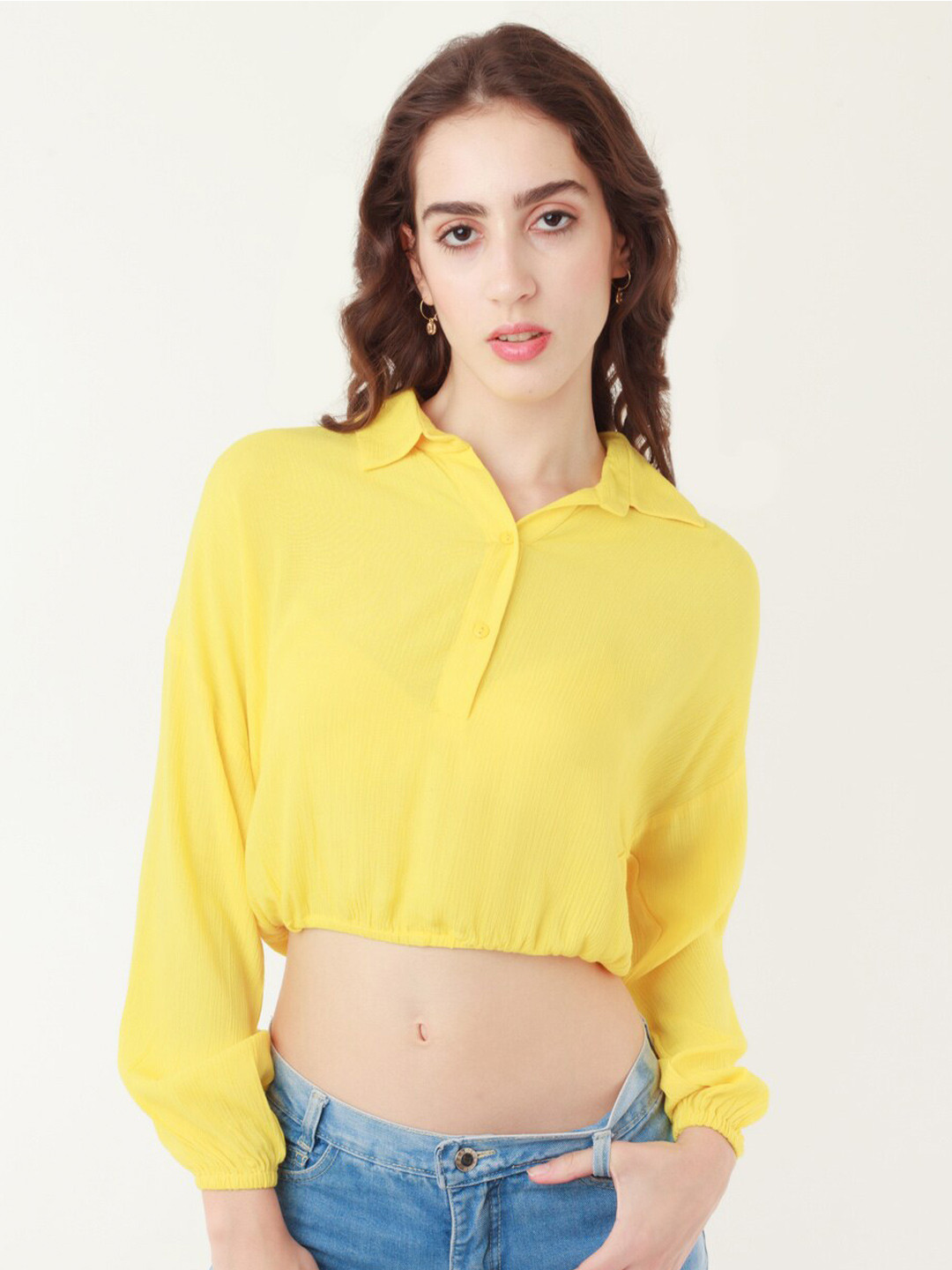Zink London Shirt Style Crop Top