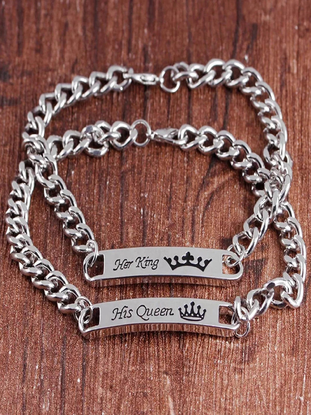Mahi Women Pack of 2 Rhodium-Plated Link Bracelet