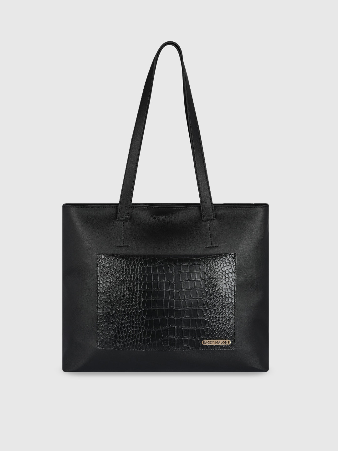 Bagsy Malone Textured Structured Tote Bag with Cut Work Handbags