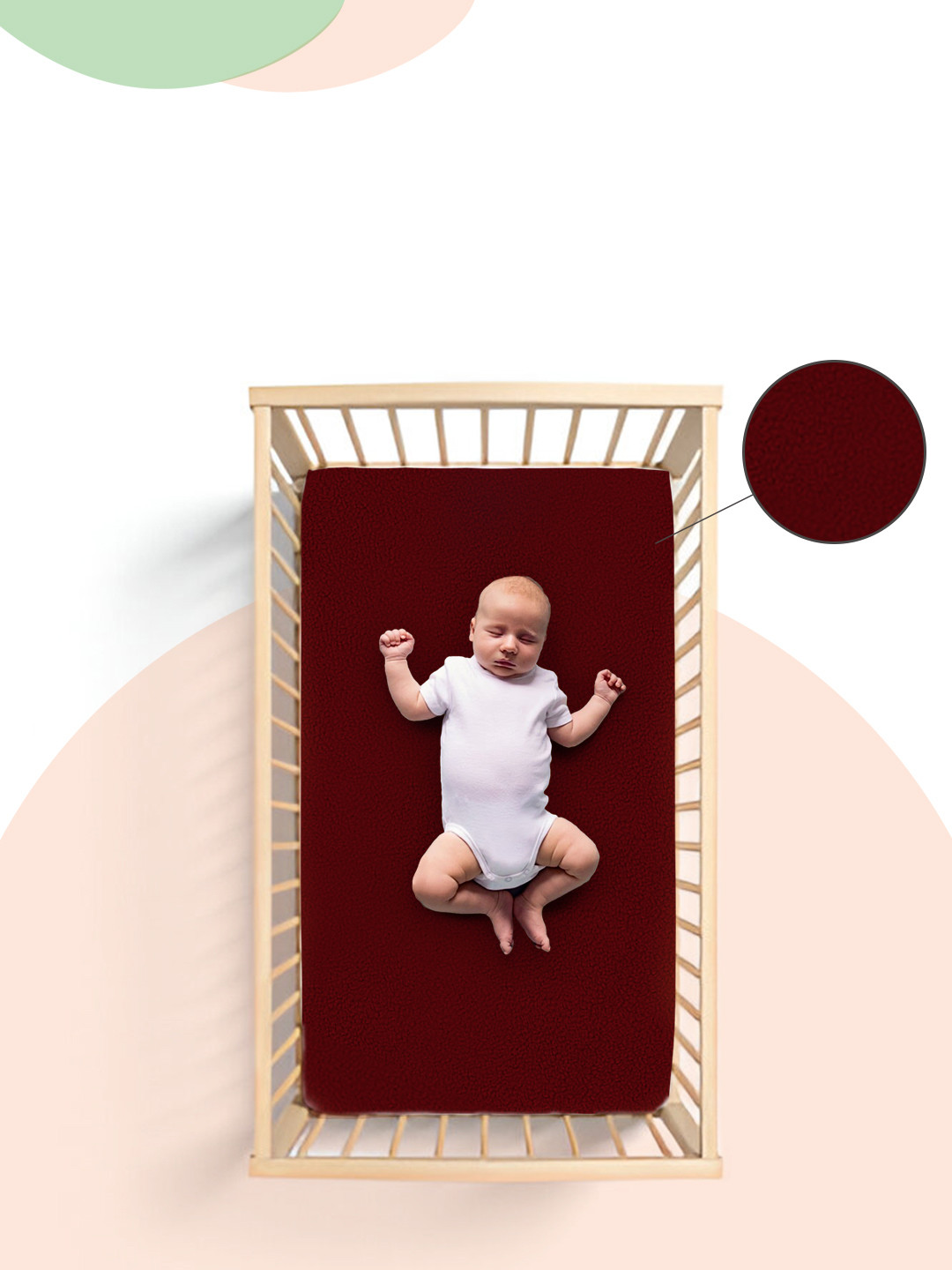 OyO Baby Maroon Waterproof & Baby Dry Sheet Polycotton Mattress Protector