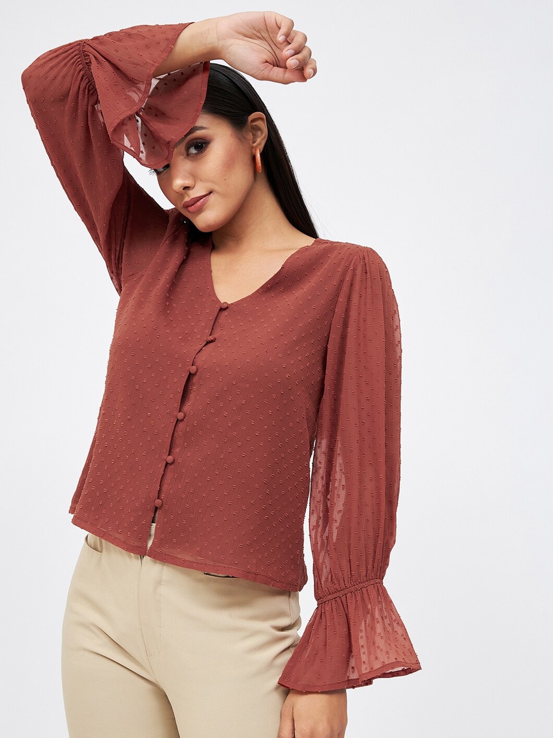 Kibo Chiffon Shirt Style Top - Tops for Women 21152678 | Myntra