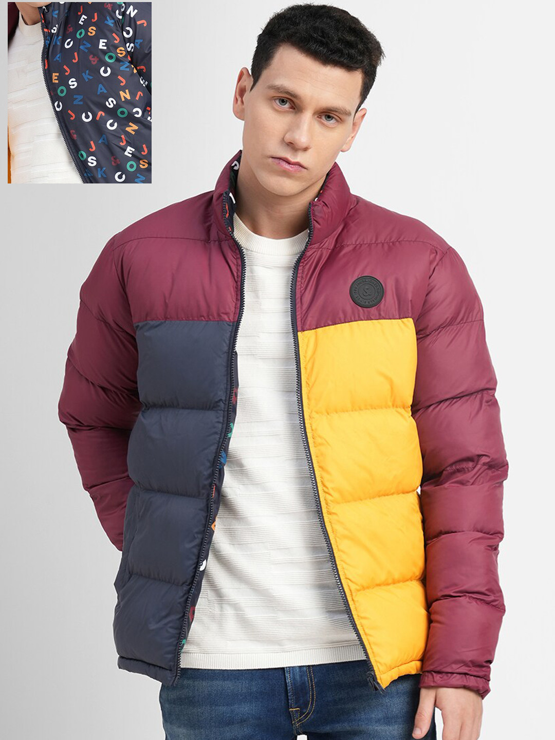 Jack & Jones Men Colorblocked Reversible Padded Jacket