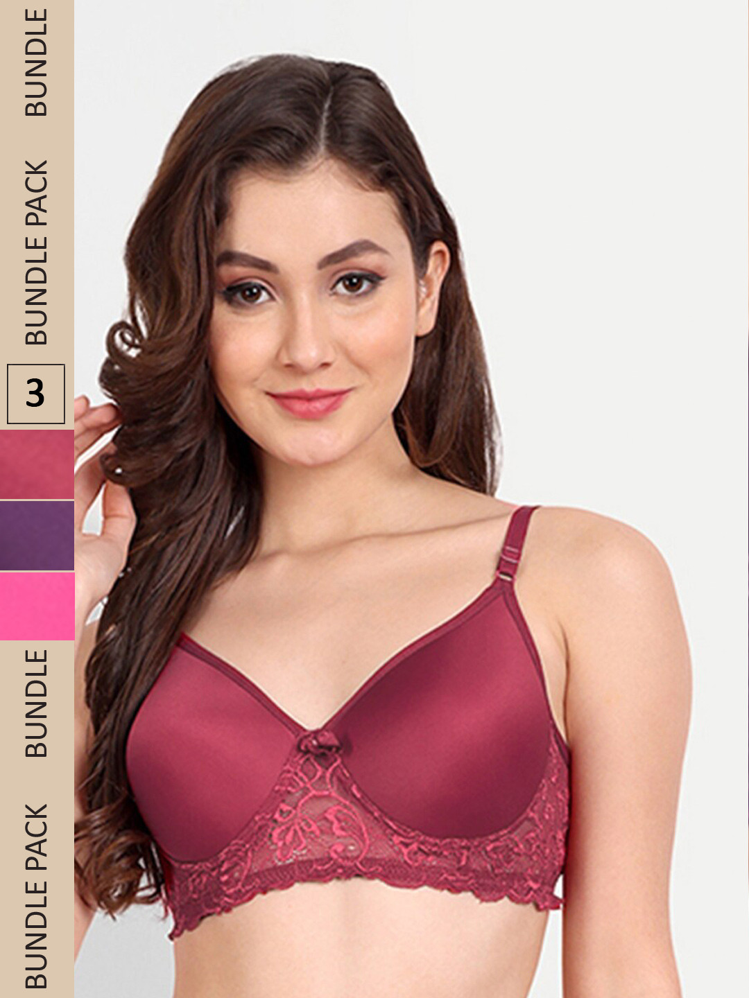 FIMS Pack of 3 Floral Lightly Cotton Padded Bra