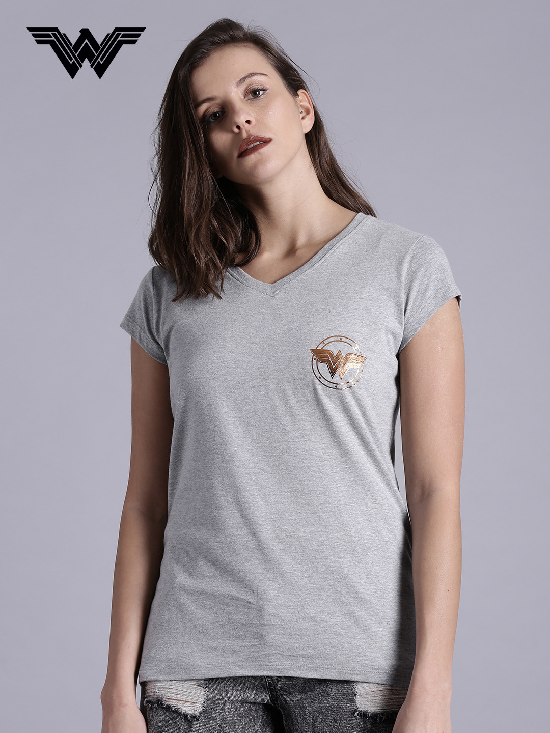 Grey Solid V Neck T Shirt - Tshirts 