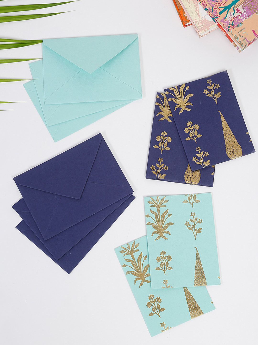 Fabindia Iznik Navy-Blue Printed Note Card Envelope