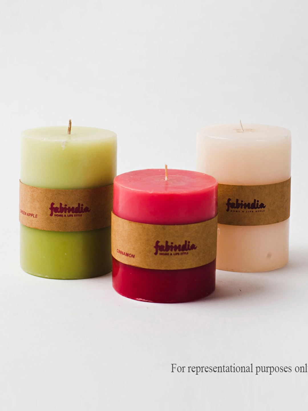 Fabindia Scented 1 Wick Green Apple Solid Geometric Regular Pillar Candles