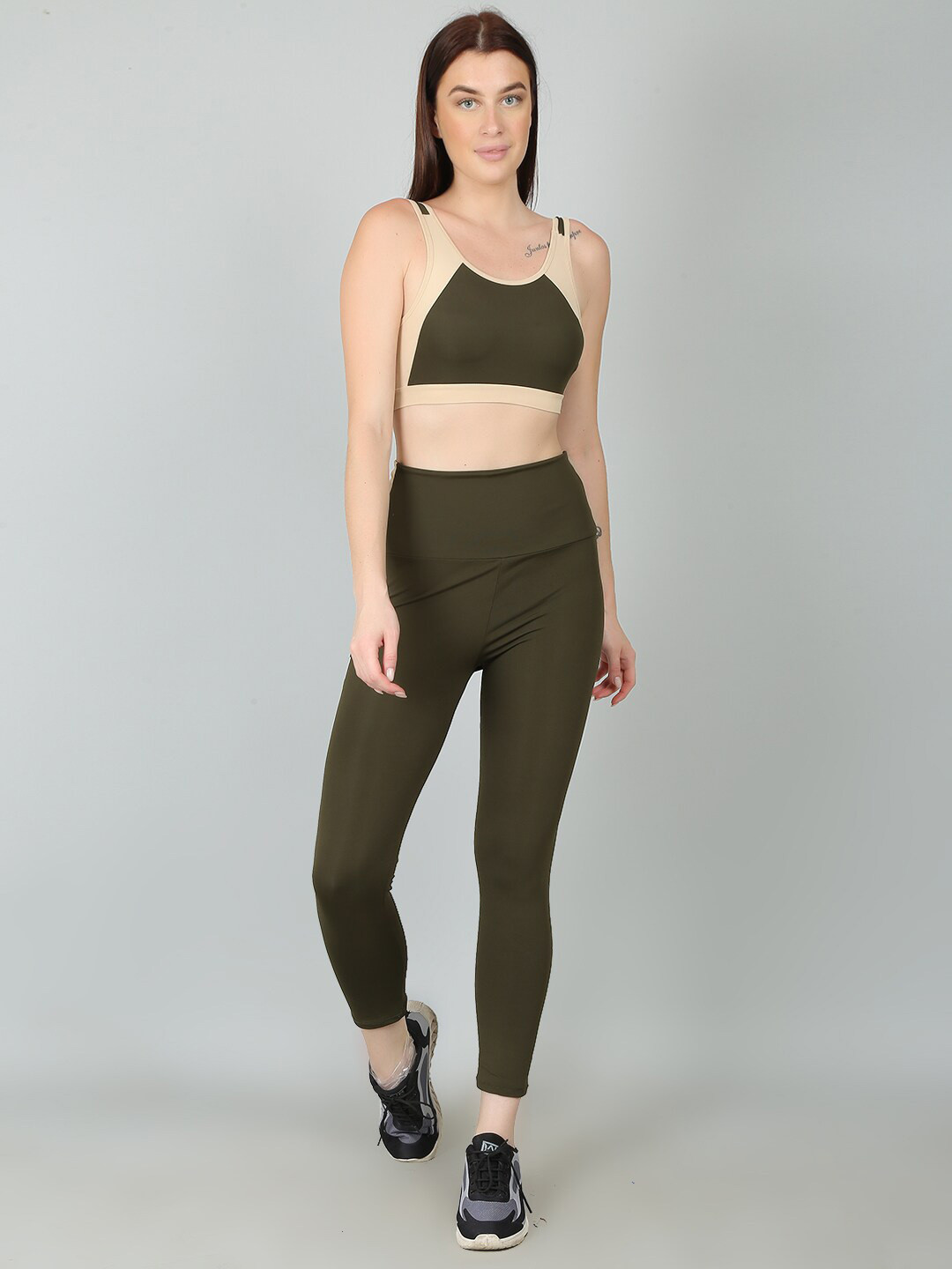 N-Gal Women Activewear Yoga Or Gym Crop Bra & Tights Tracksuit