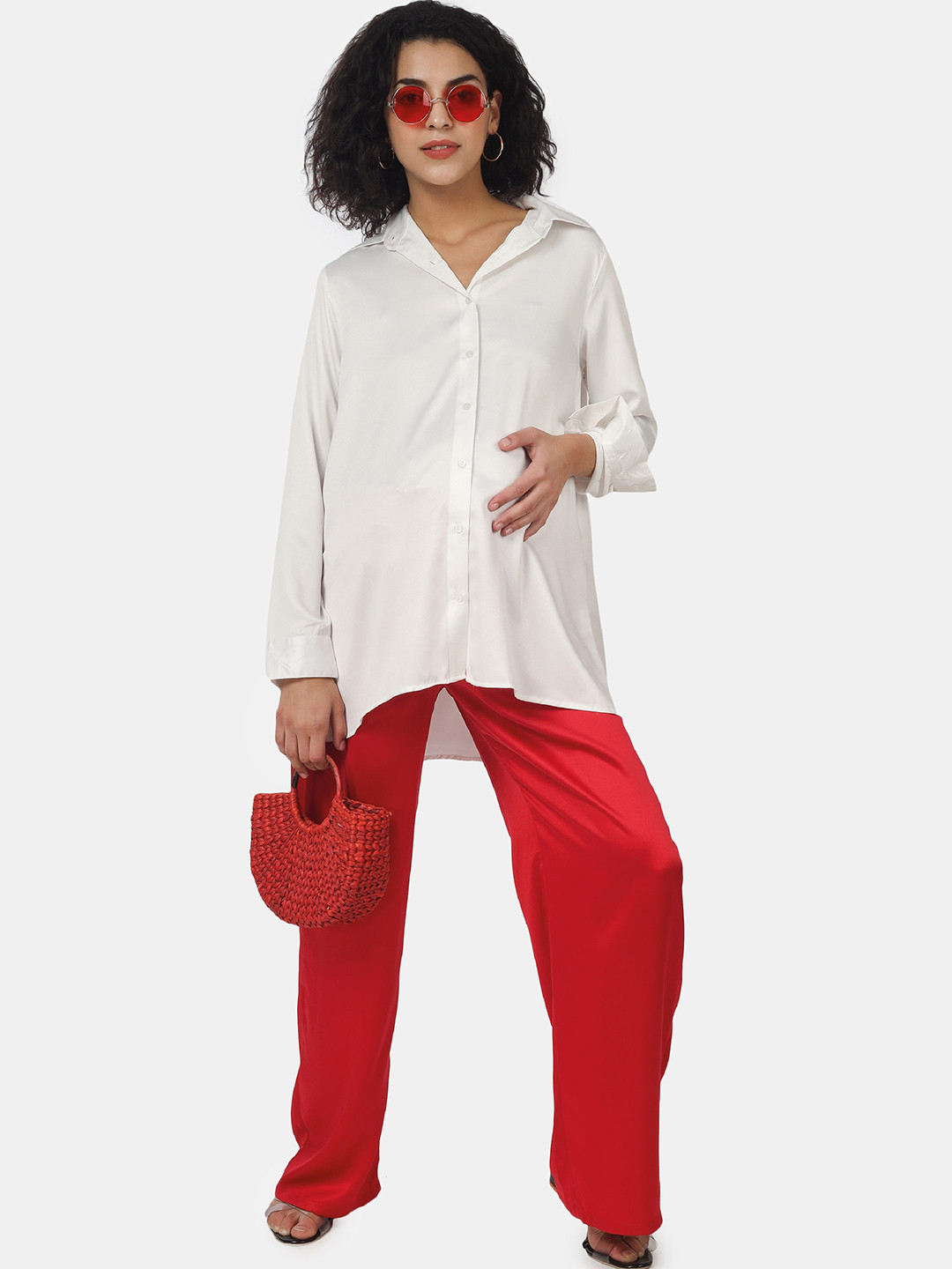 angloindu Women Maternity Shirt & Trousers Co-Ord Set
