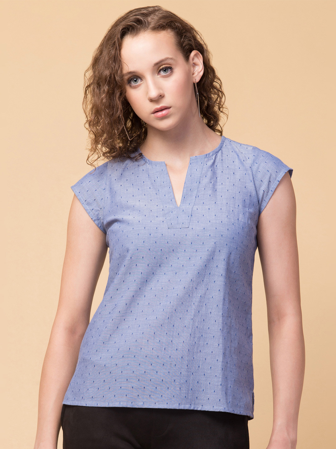 Hive91 Women Self-Design Chambray Top