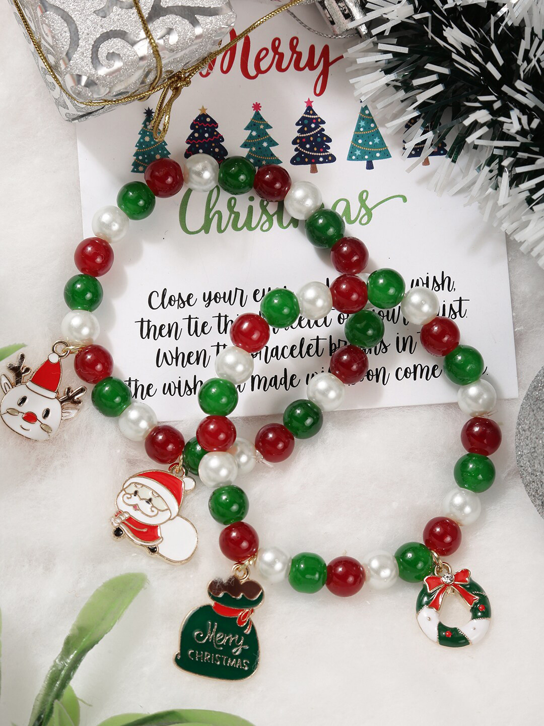 EL REGALO Christmas Women Set of 2 Elasticated Bracelet