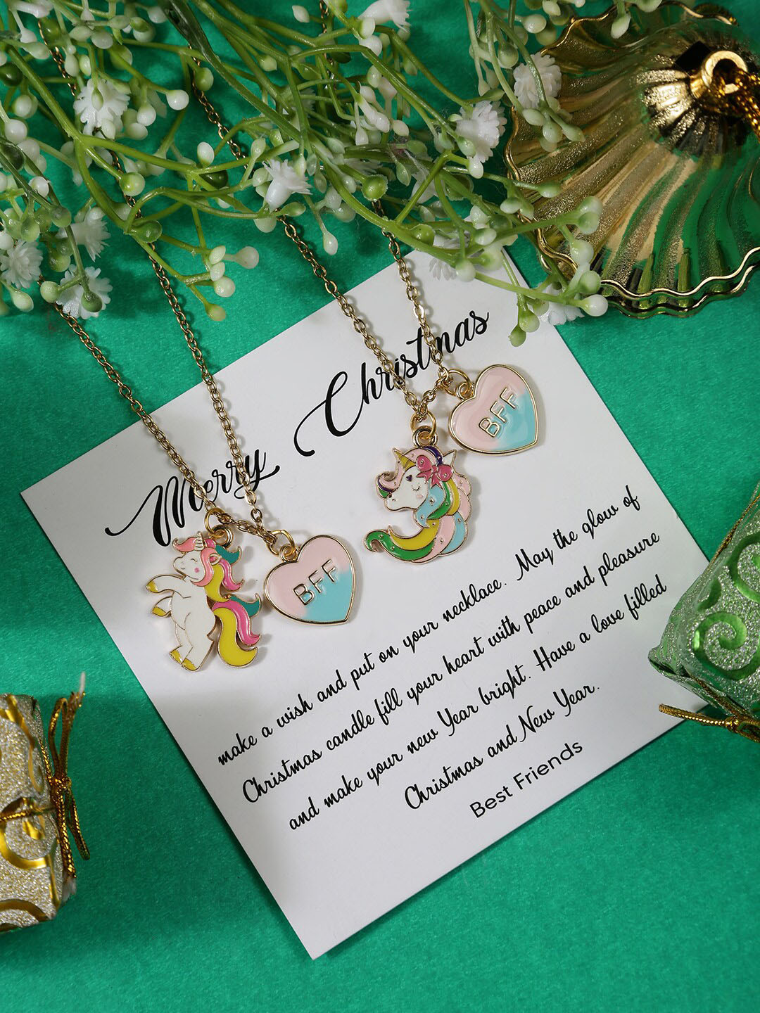 EL REGALO Christmas Women Gold-Plated Pack Of 2 Necklace
