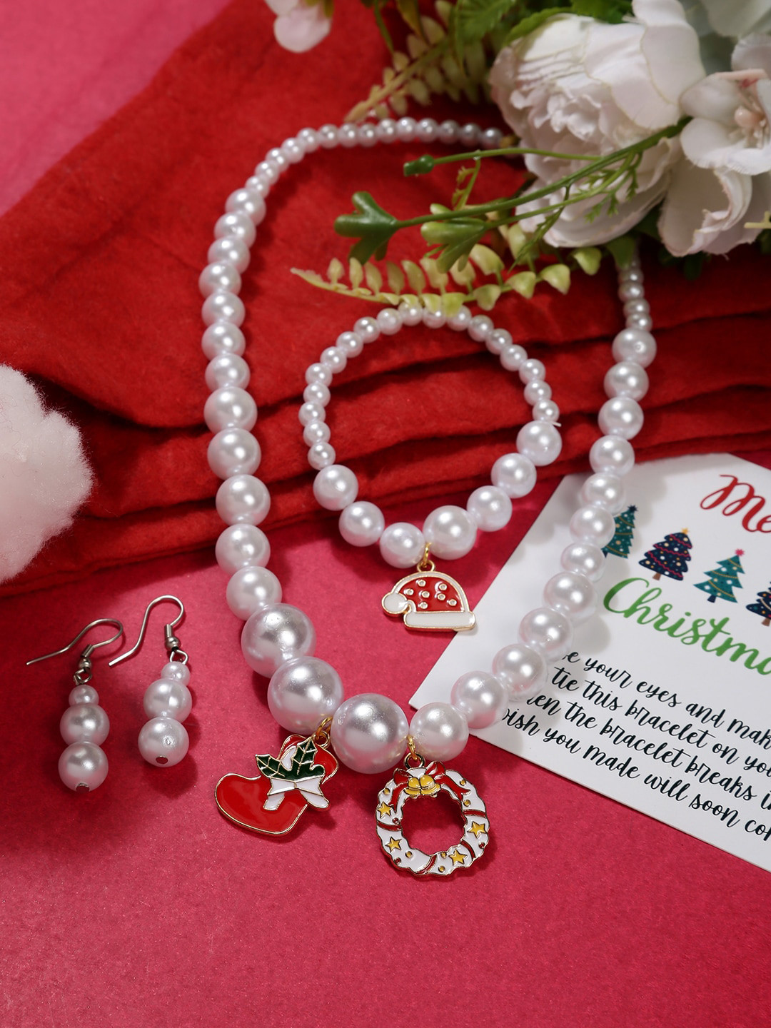 EL REGALO Christmas Silver-Plated Beaded Jewellery Set