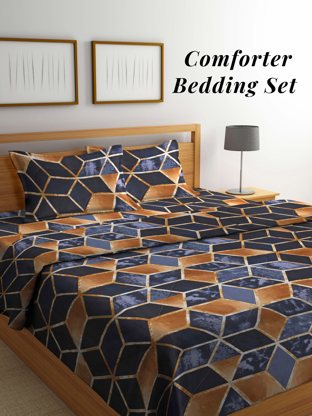Arrabi Brown & Grey Melange Mild Winter 550 GSM Double Bed Comforter & 2 Pillow Covers