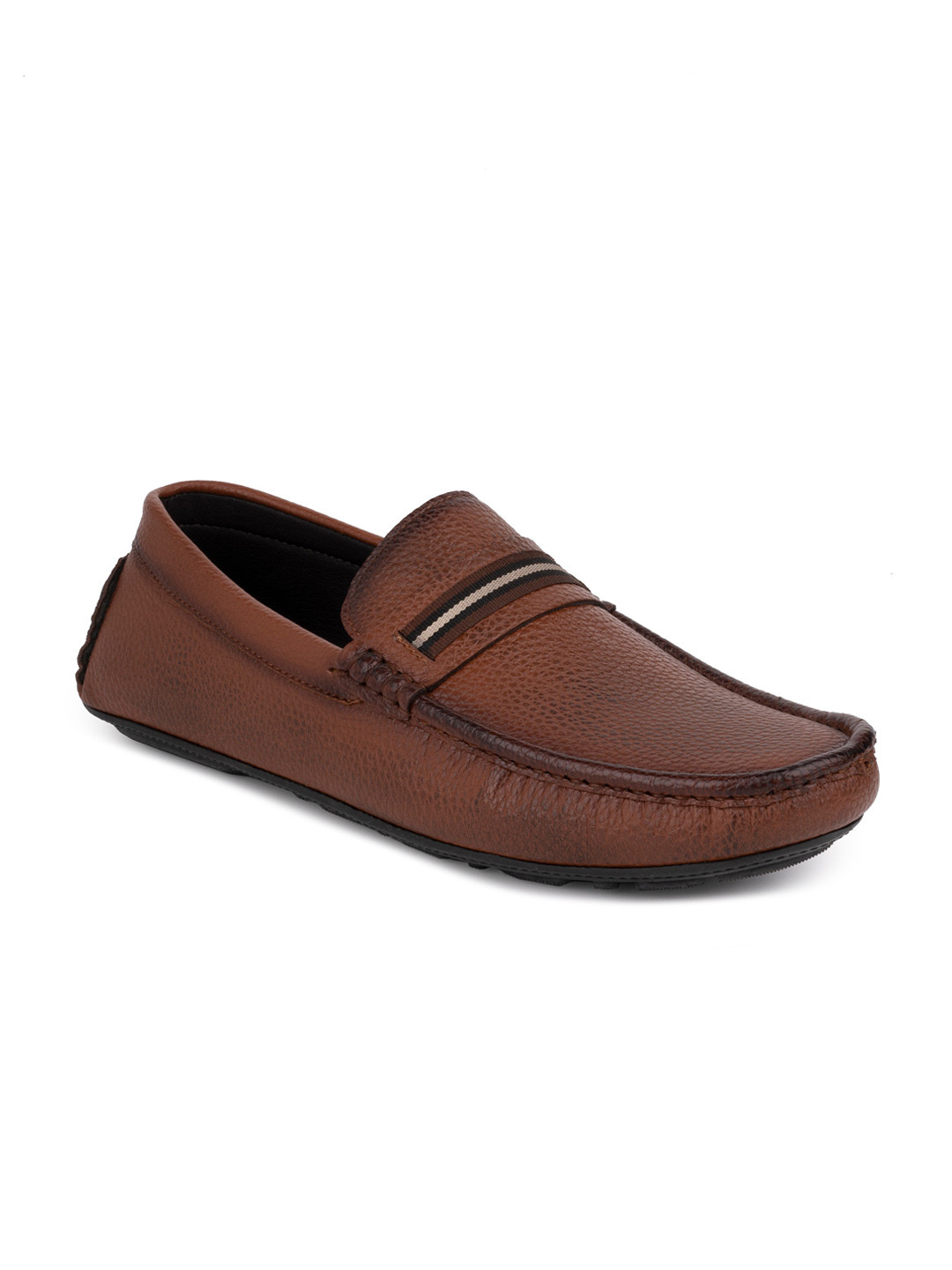 birgos Men Textured Driving Shoes