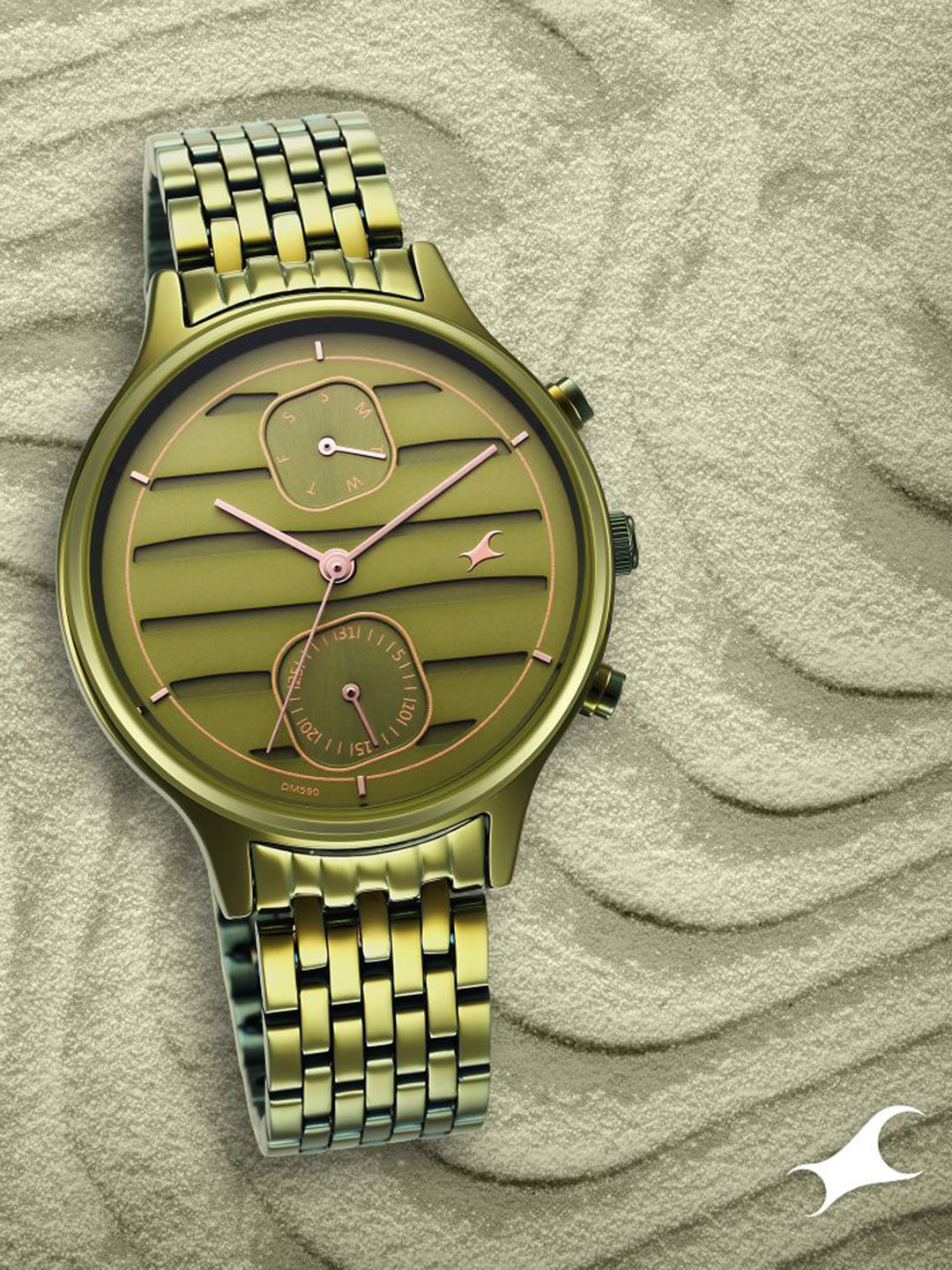 Fastrack Women Brass Dial & Wrap Around Straps Analogue Watch- 6207QM02