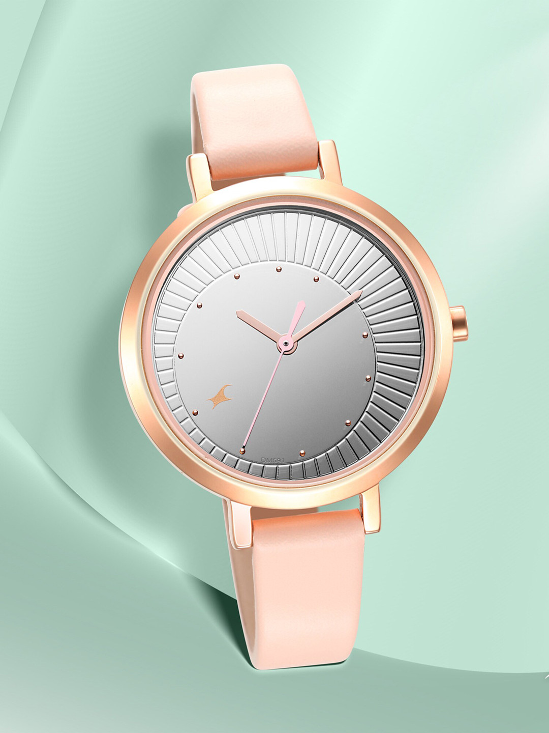 Fastrack Women Brass Dial & Leather Straps Analogue Watch 6230WL02