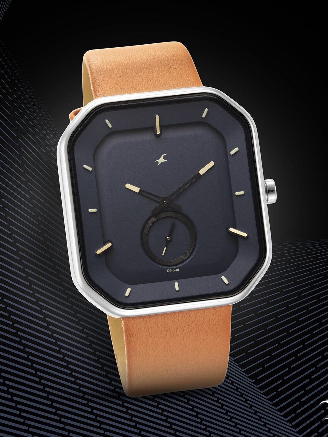 Fastrack Men Brass Dial & Leather Straps Analogue Watch 3272SL03