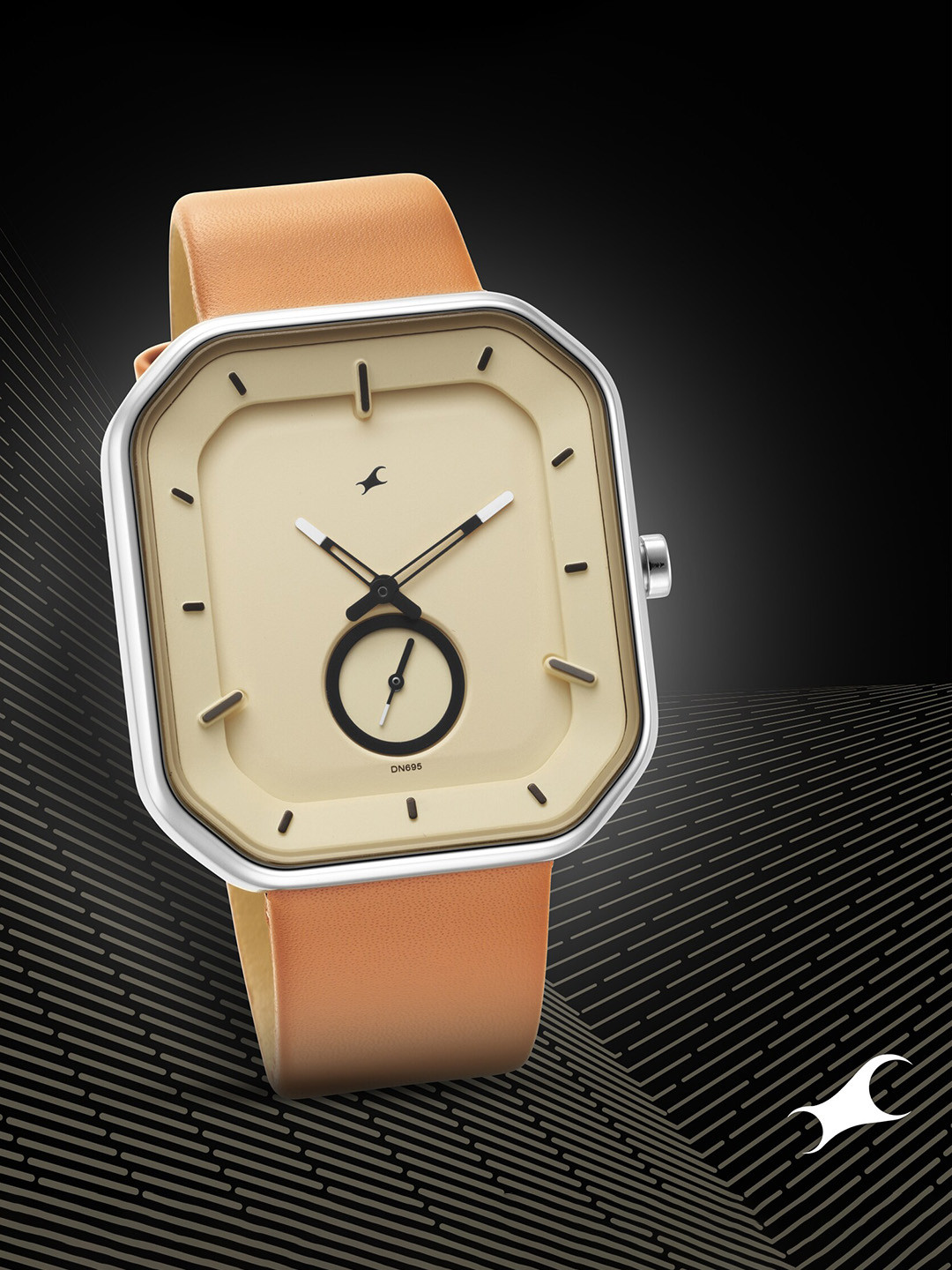 Fastrack Men Brass Printed Dial & Leather Straps Analogue Watch 3272SL02