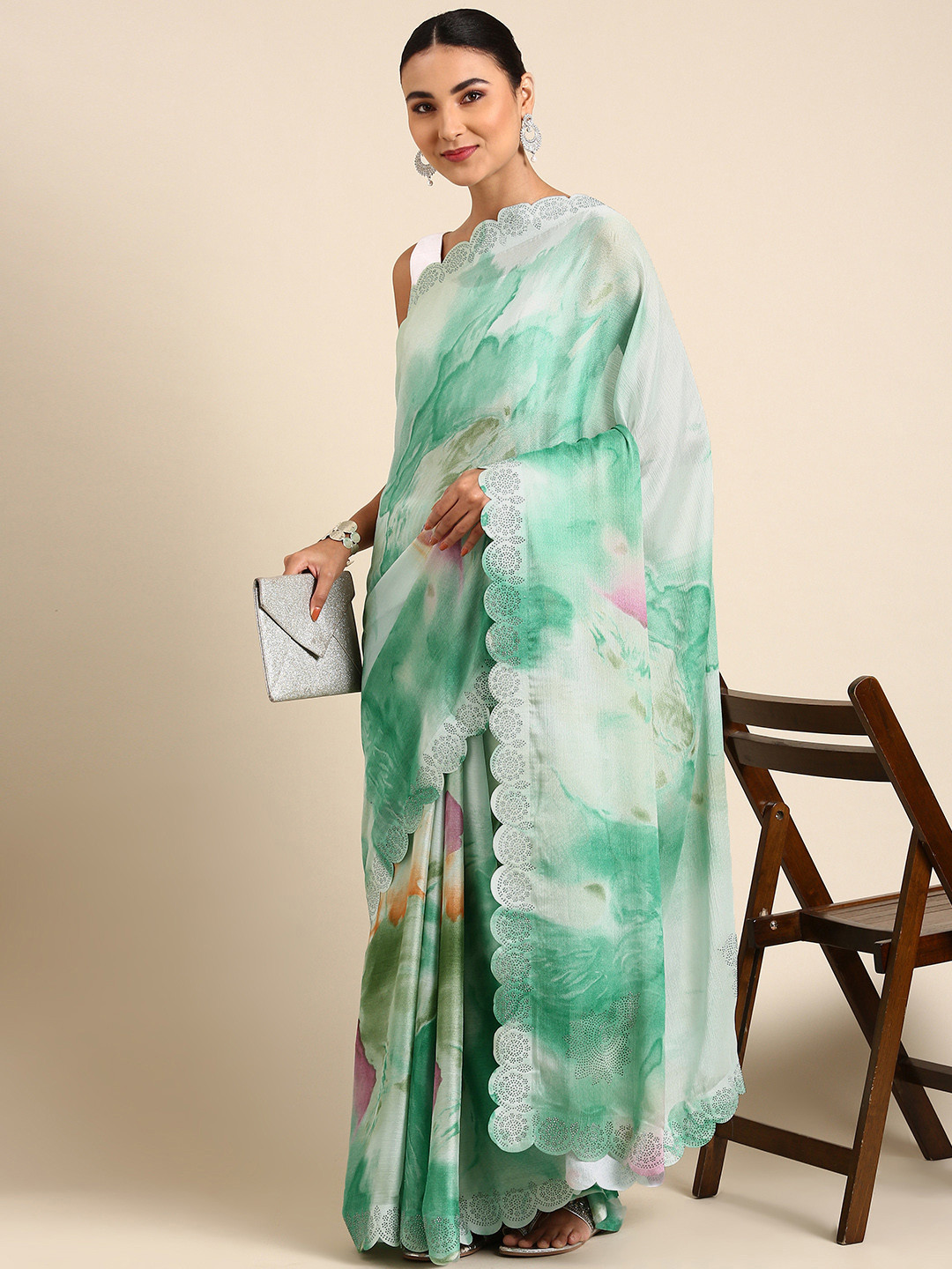 Mitera Floral Pure Chiffon Ready to Wear Saree