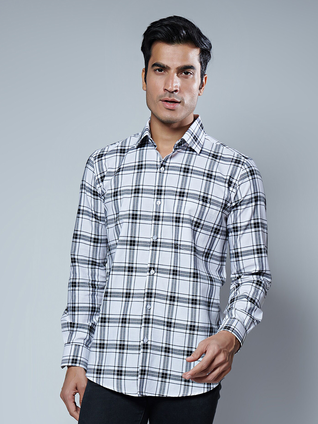 MARK & ALBERT Men Slim Fit Tartan Checks Casual Cotton Shirt