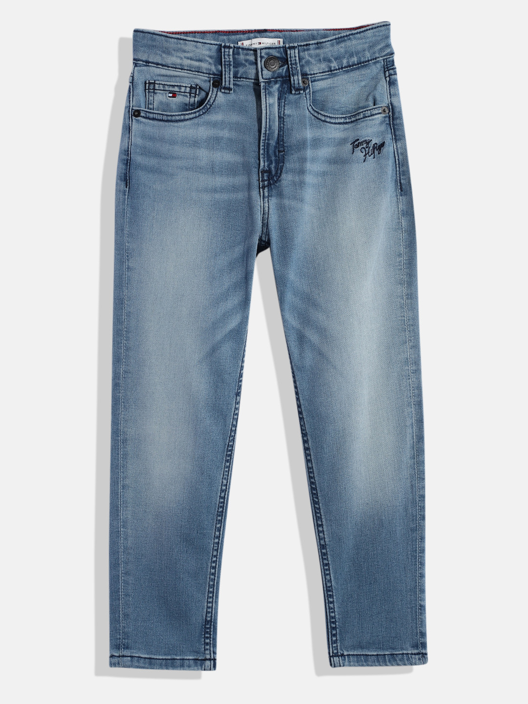 Tommy Hilfiger Girls Tapered Fit Heavy Fade Sustainable Stretchable Jeans