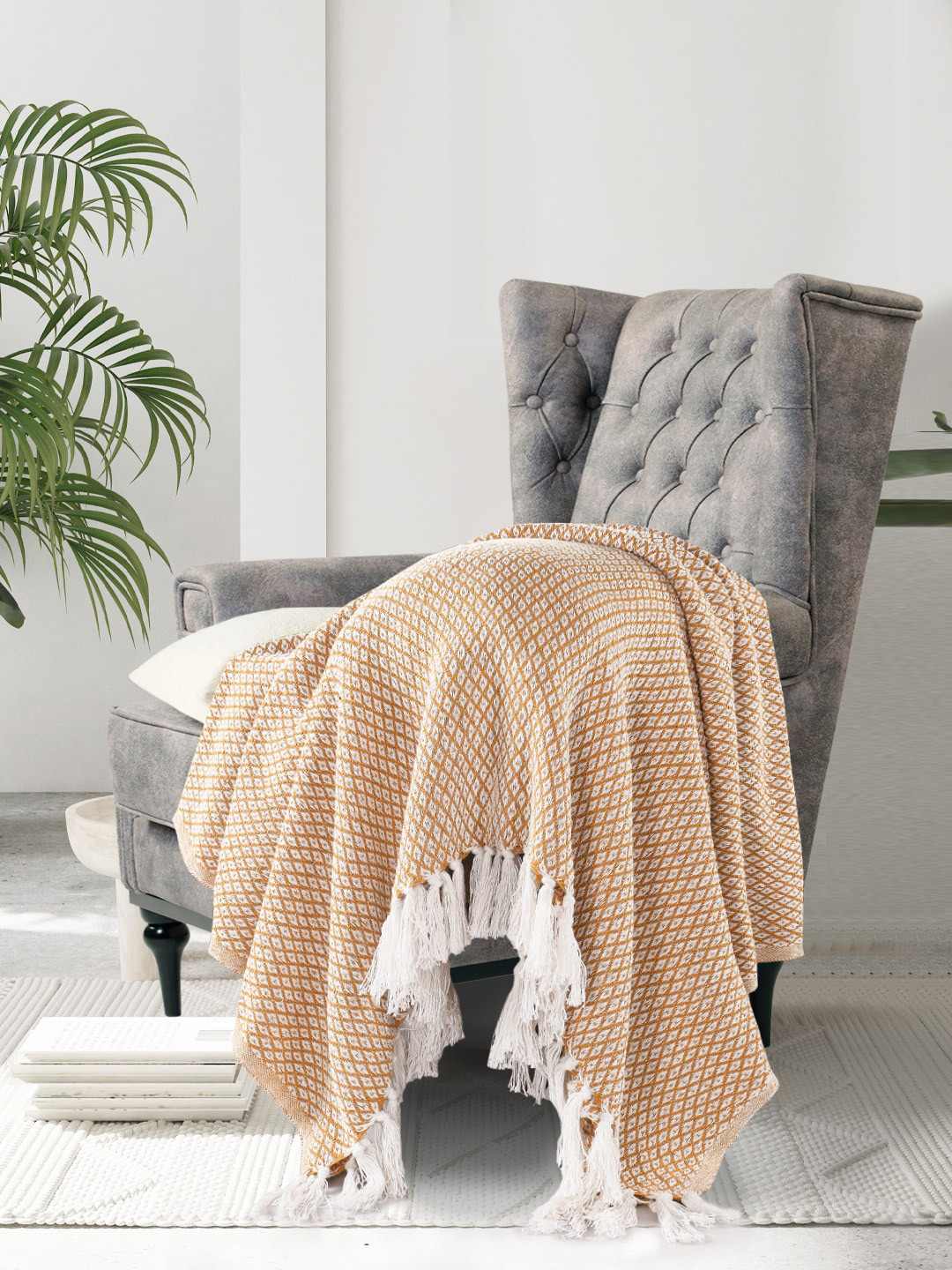 SASHAA WORLD Self-Design Pure Cotton Bed Cover