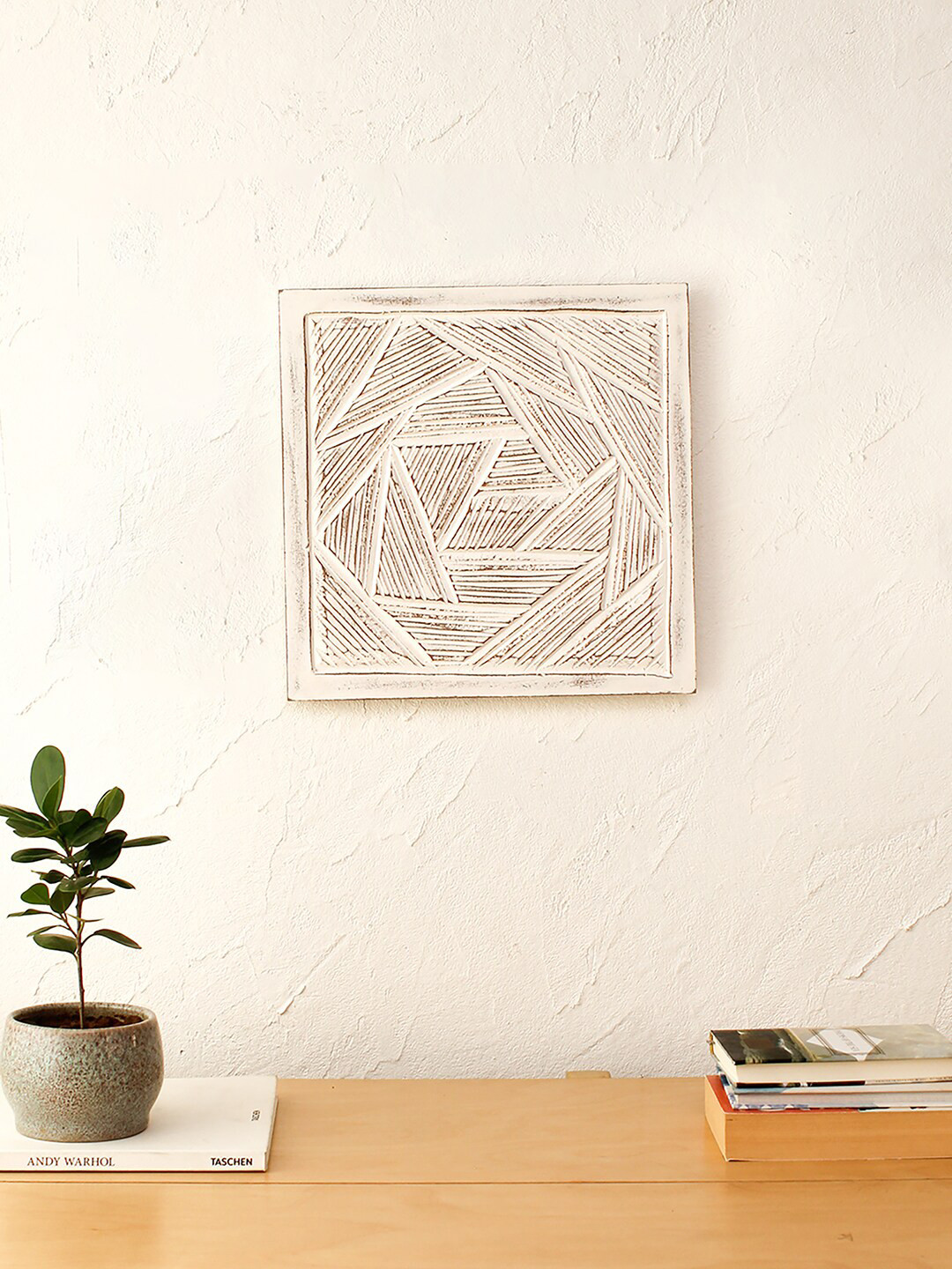 House This White Textured Wood Chappu Wall Art