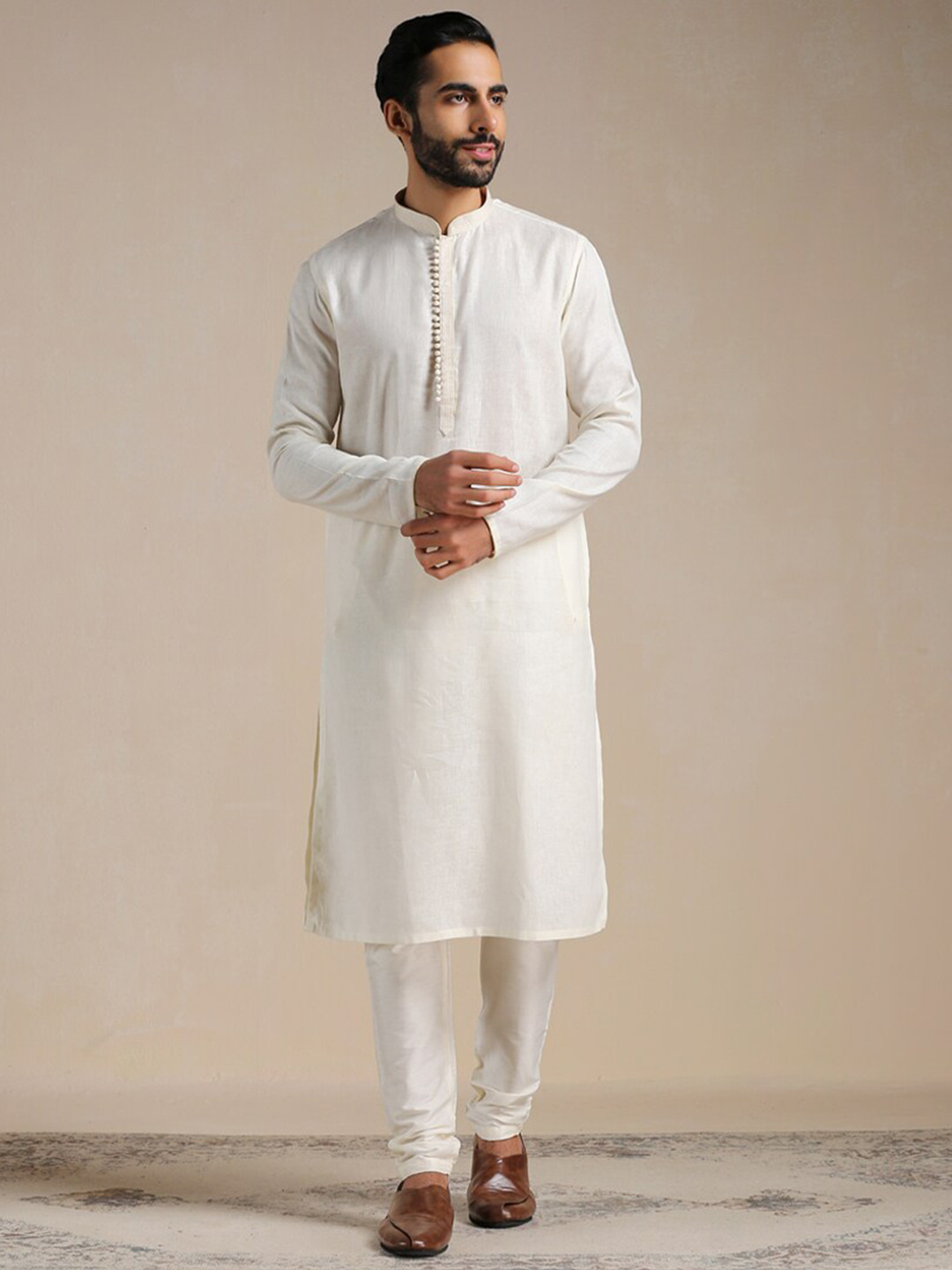 Manyavar Men Linen Kurta with Pyjamas