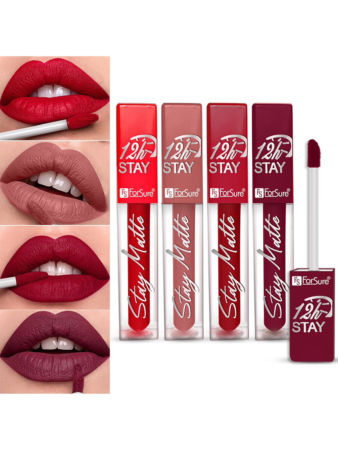ForSure Stay Matte Set Of 4 Non-Transfer & Waterproof Long-Last Liquid Matte Mini Lipstick - 2.5 ml Each