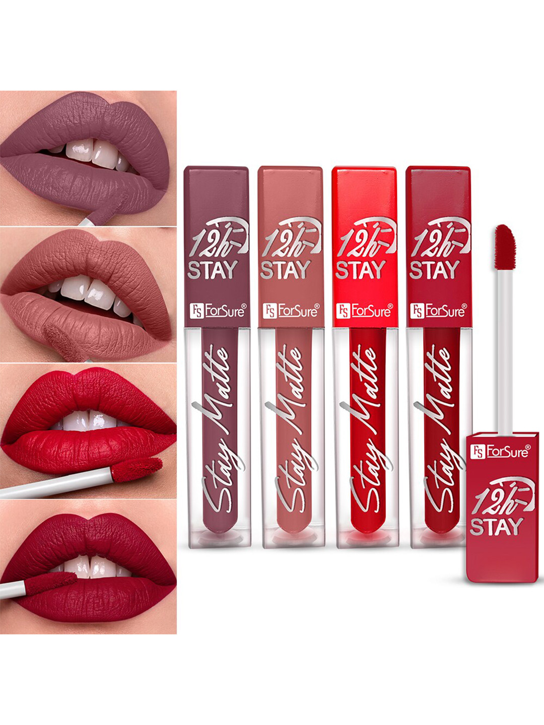 ForSure Stay Matte Set Of 4 Non-Transfer & Waterproof Long-Last Liquid Matte Mini Lipstick - 2.5 ml Each