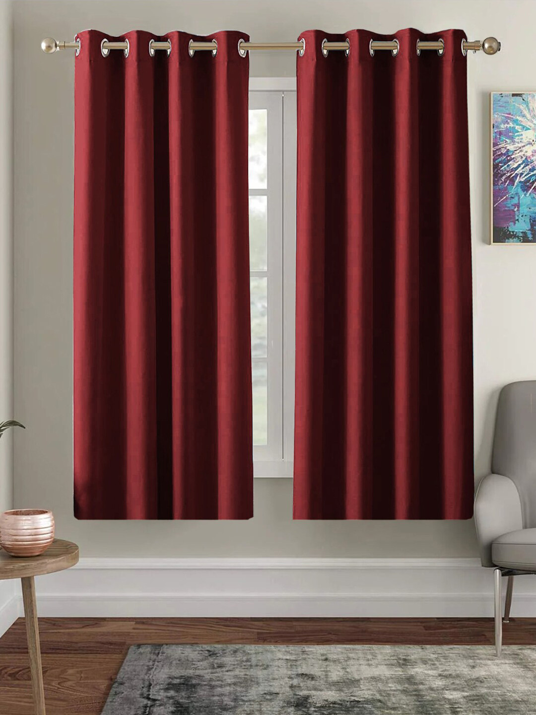 AEROHAVEN Red Set of 2 Black Out Window Curtain