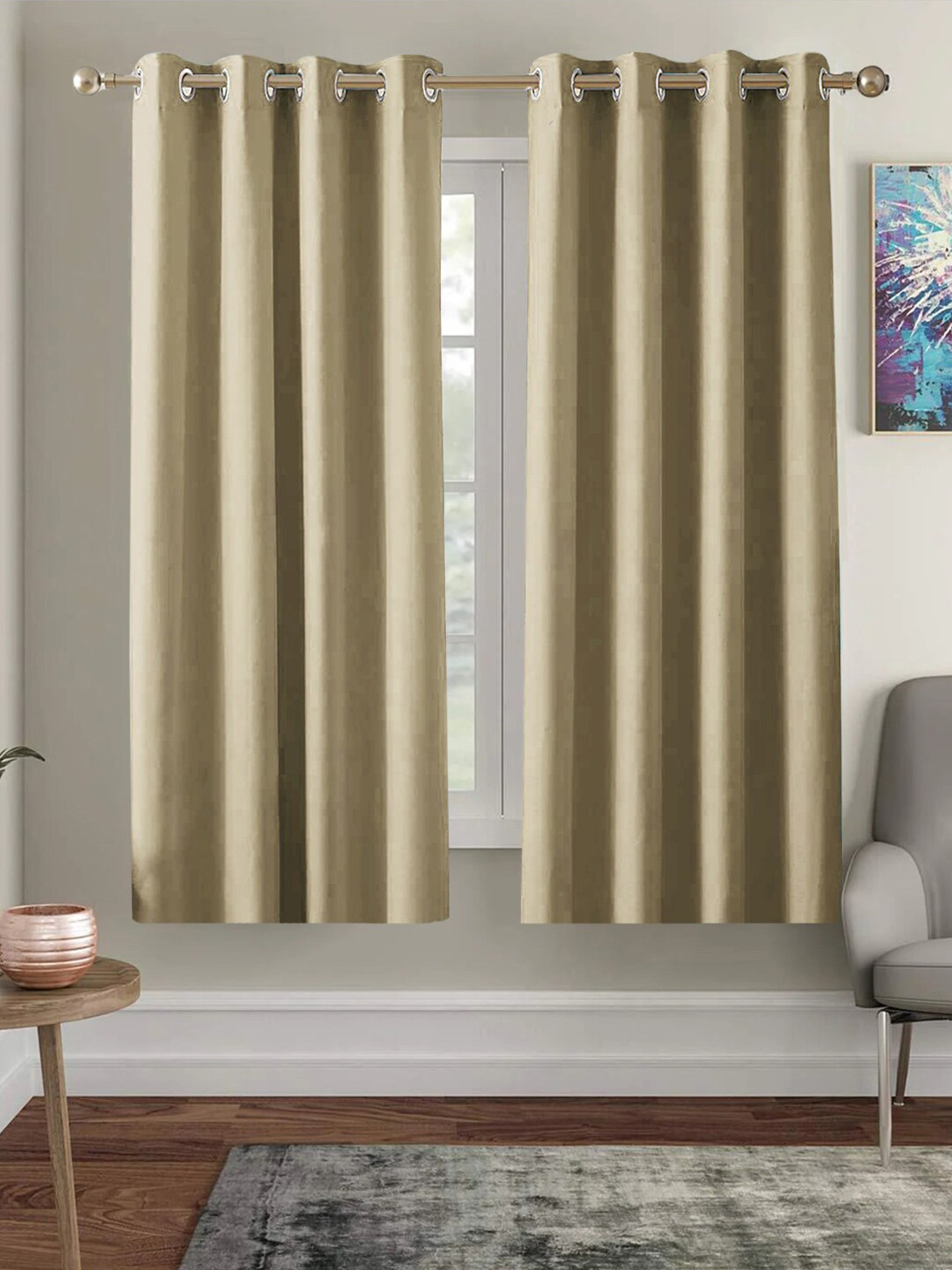 AEROHAVEN Beige Set of 2 Black Out Window Curtain