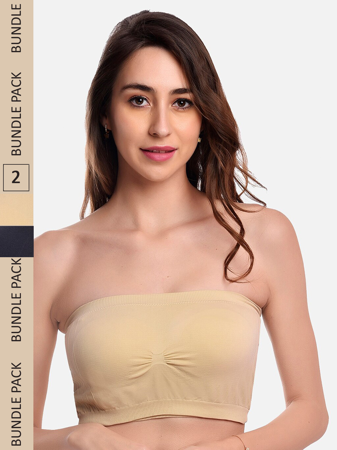 FIMS Women Pack of 2 Solid Wire free Tube Padded Seamless Bra