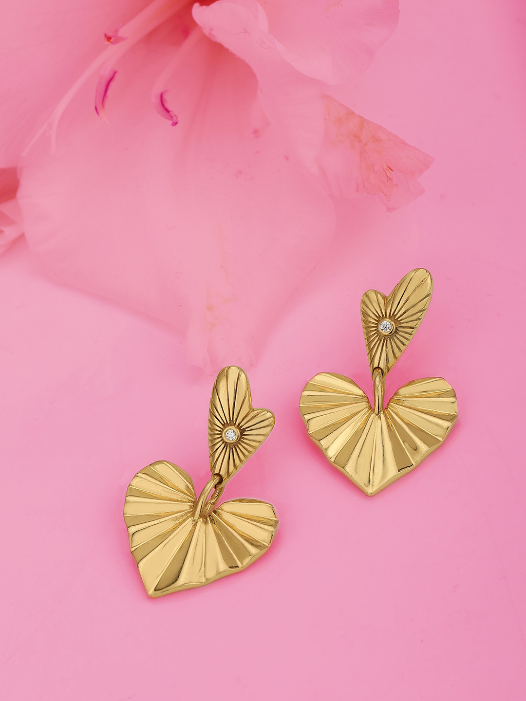 Carlton London Heart Shaped Drop Earrings