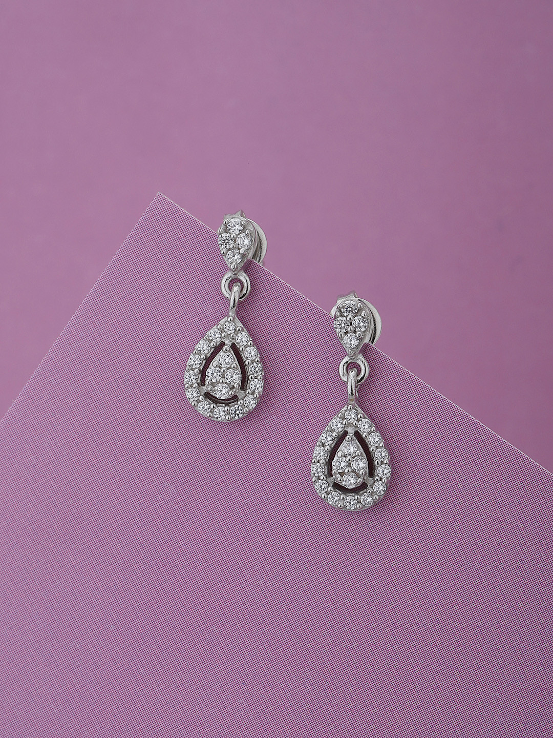 Carlton London Teardrop Shaped Drop Earrings