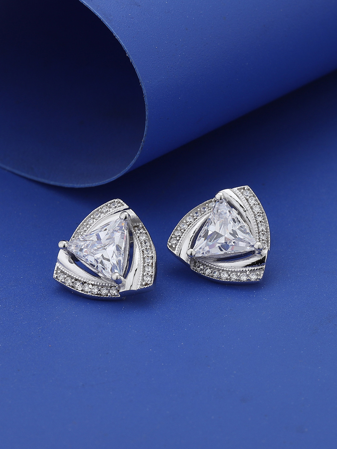 Carlton London Triangular Studs Earrings