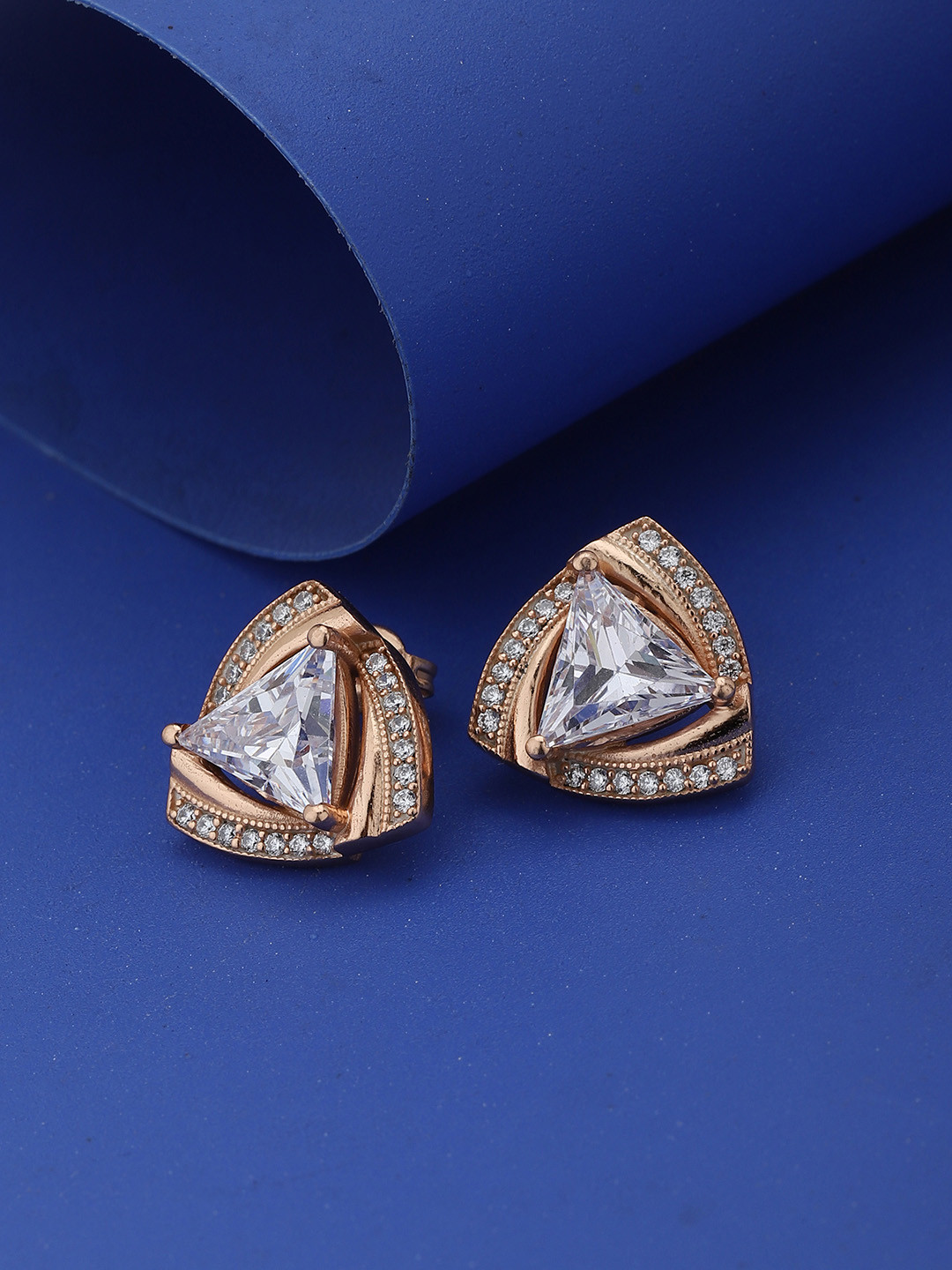 Carlton London Rose Gold-Plated Triangular Studs