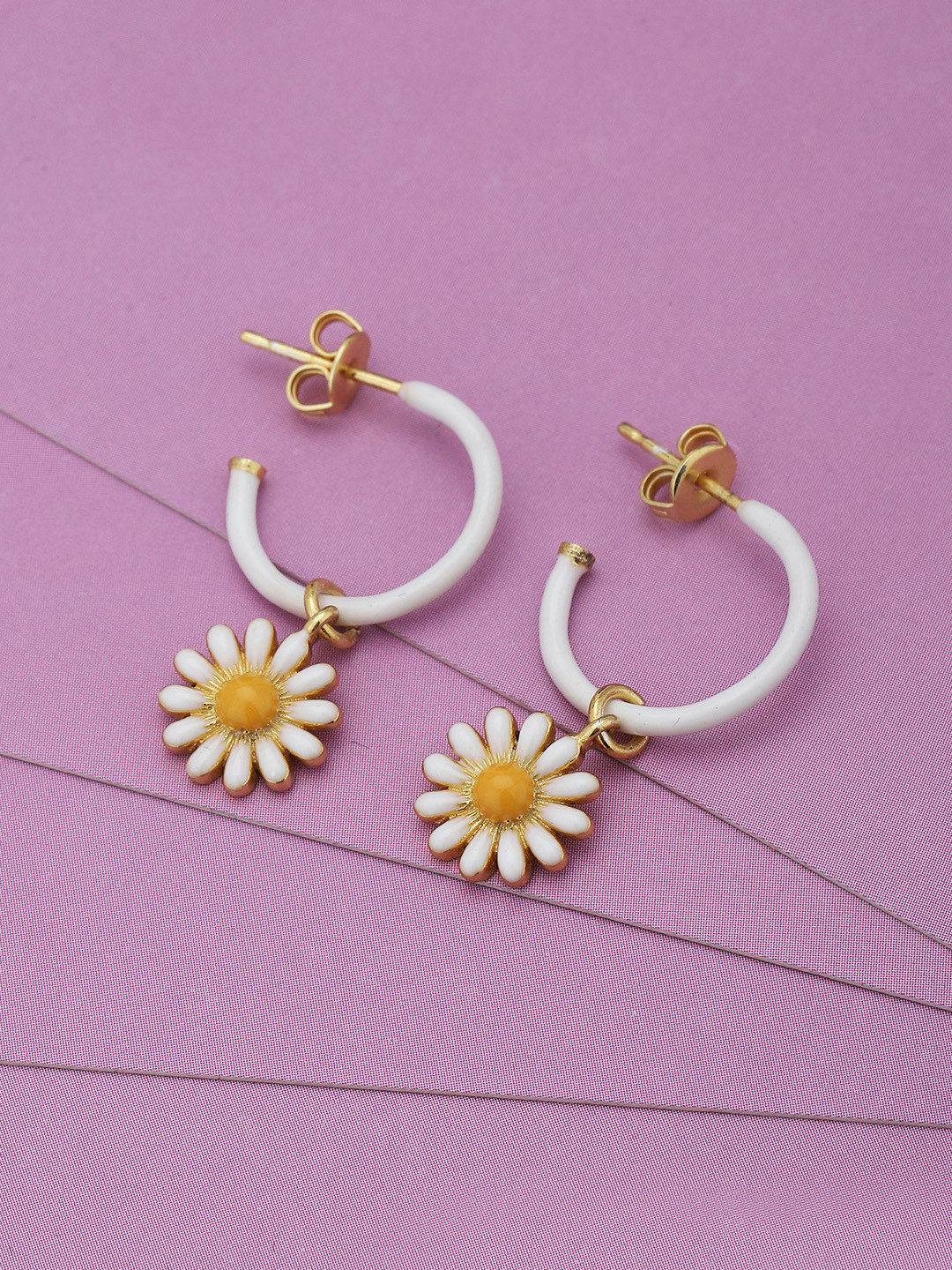 Carlton London Floral Half Hoop Earrings