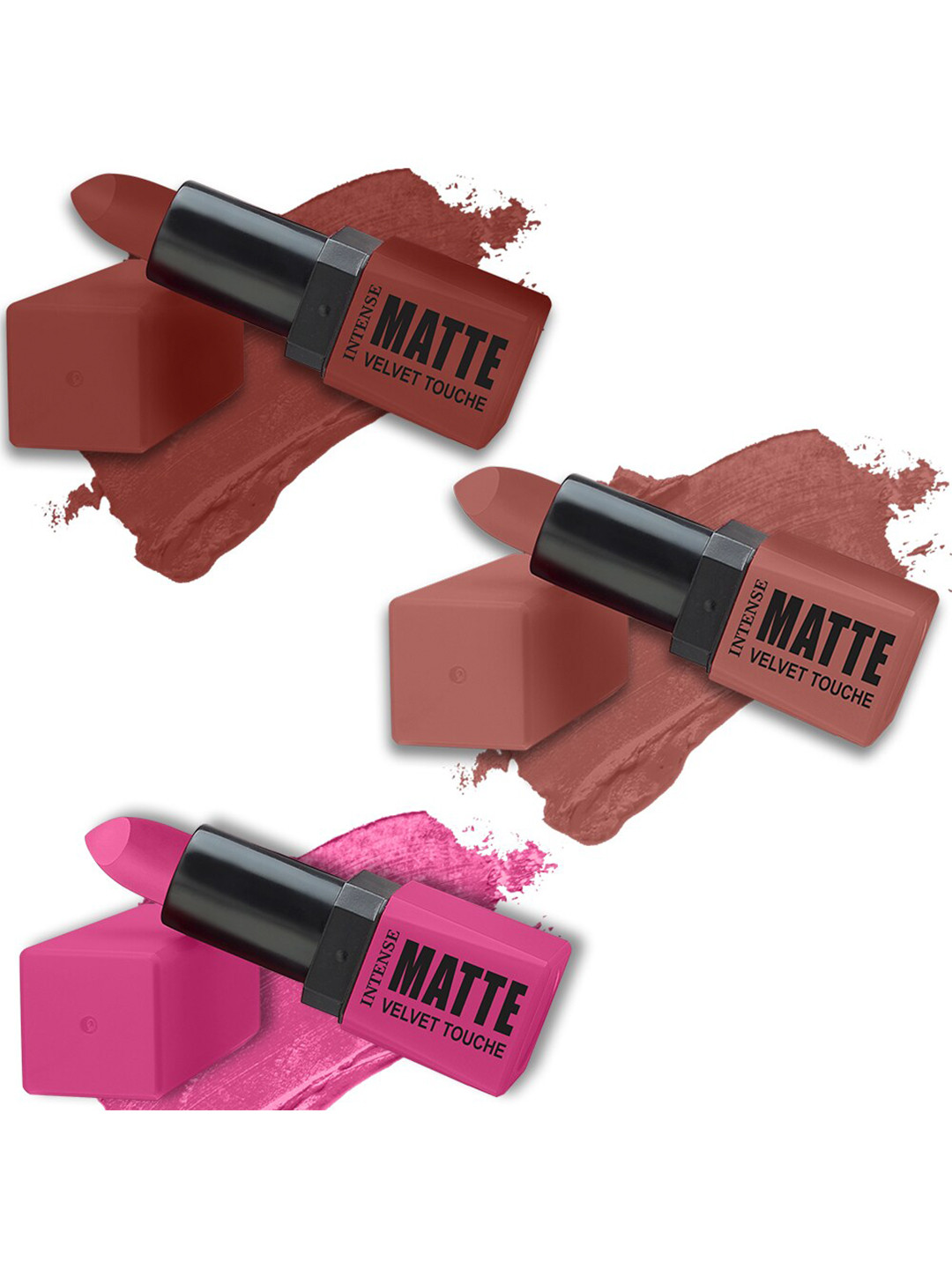 ForSure  Intense Matte Velvet Touch Set Of 3 Matte & Long Lasting Lipstick-3.5gm Each-Magenta 309-Adorable Nude 306-Tan Brown 308