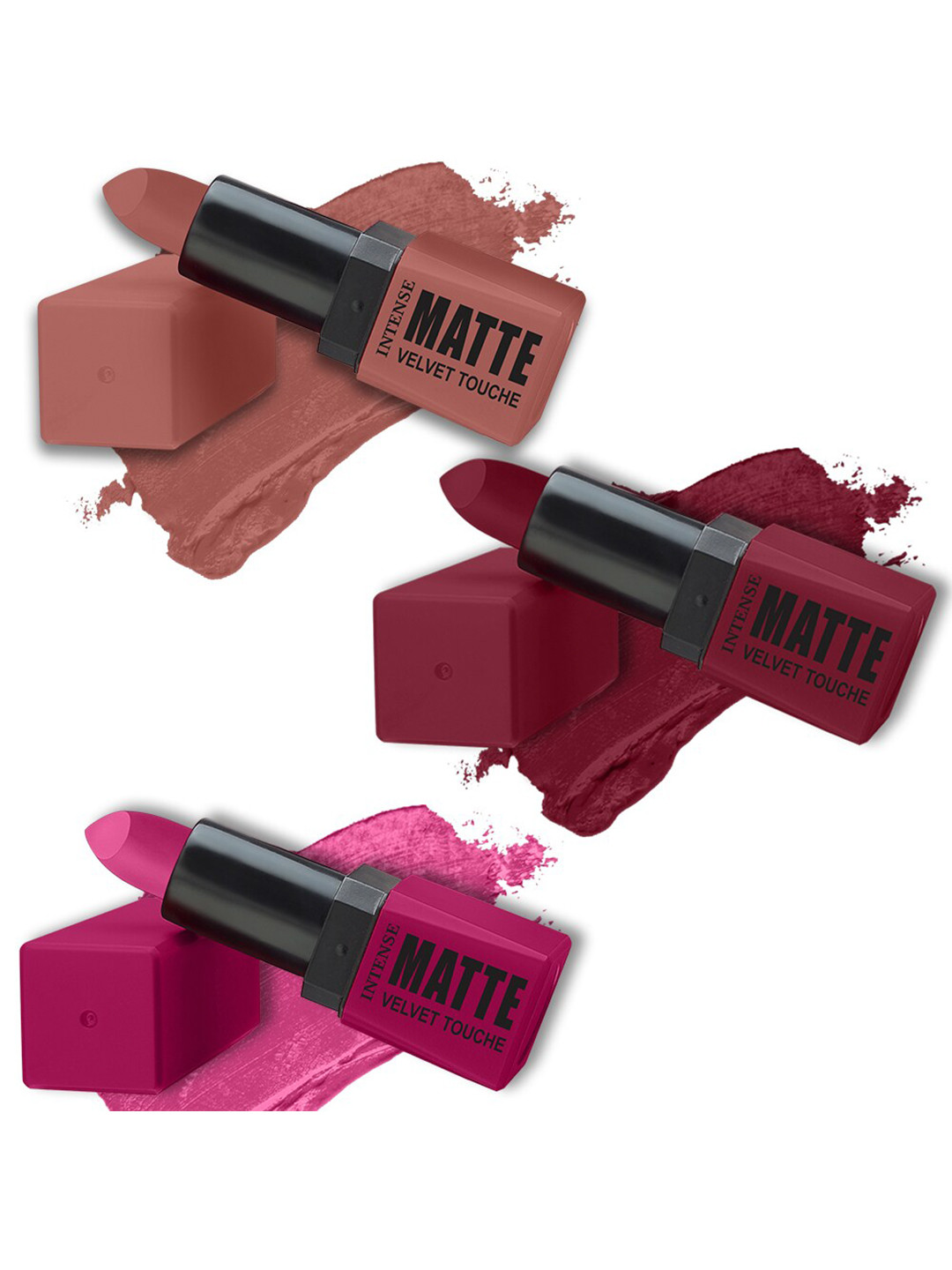 ForSure Intense Matte Velvet Touch Set Of 3 Matte & Long Lasting Lipstick-3.5gm Each-Petal Pink 302-Blast Maroon 304-Adorable Nude 306
